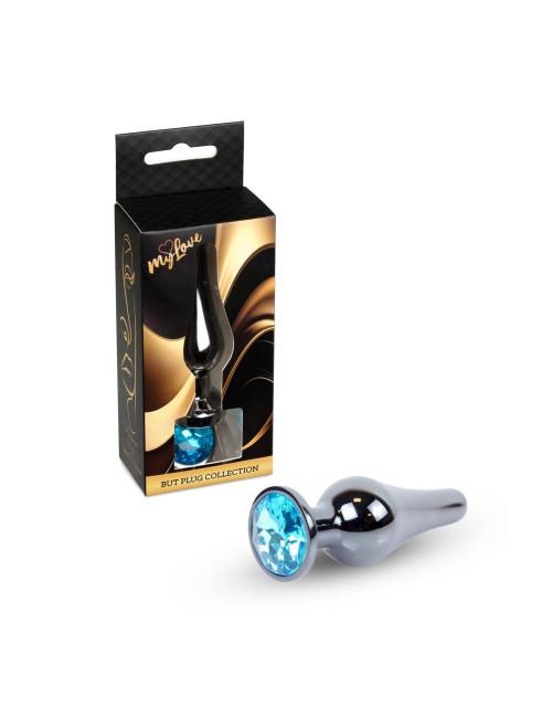MyLove Toys - Jewellery Dark Silver BUTT PLUG- Light Blue