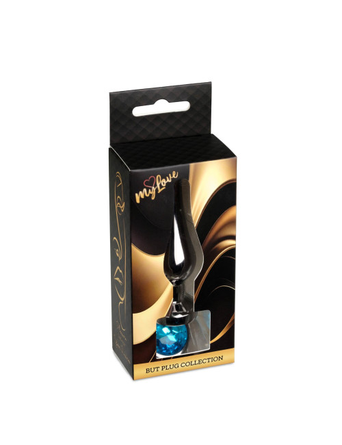 MyLove Toys Dark Silver Butt Plug Light Blue - Korek Ciemne Srebro z Jasnoniebieskim Kryształem