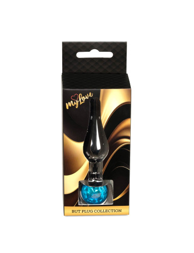 MyLove Toys - Jewellery Dark Silver BUTT PLUG- Light Blue