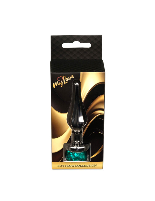MyLove Toys Dark Silver Butt Plug Green - Korek Analny Ciemne Srebro z Zielonym Kryształem