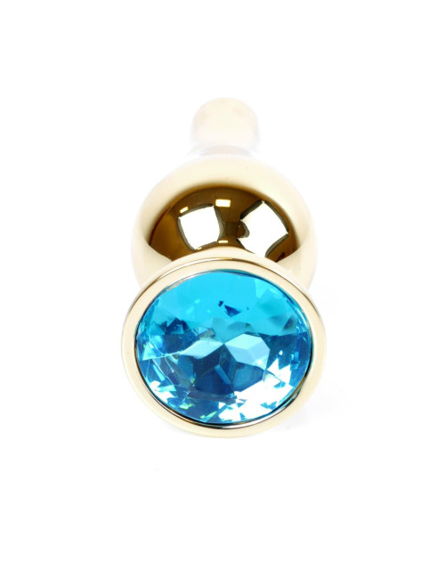 Korek analny MyLove Toys Jewellery Gold z błękitnym kryształem