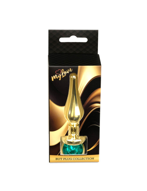 Korek analny MyLove Toys Jewellery Gold z zielonym kryształem