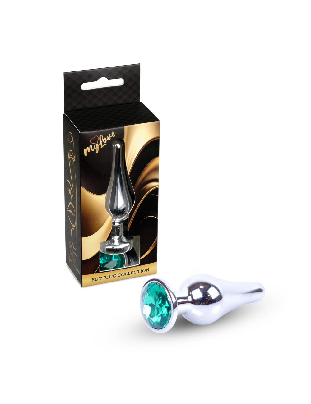 Korek analny MyLove Toys Jewellery Silver z zielonym kryształem