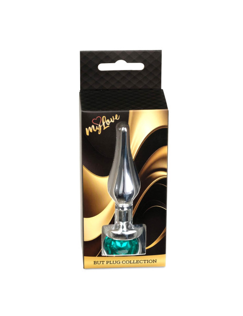 Korek analny MyLove Toys Jewellery Silver z zielonym kryształem