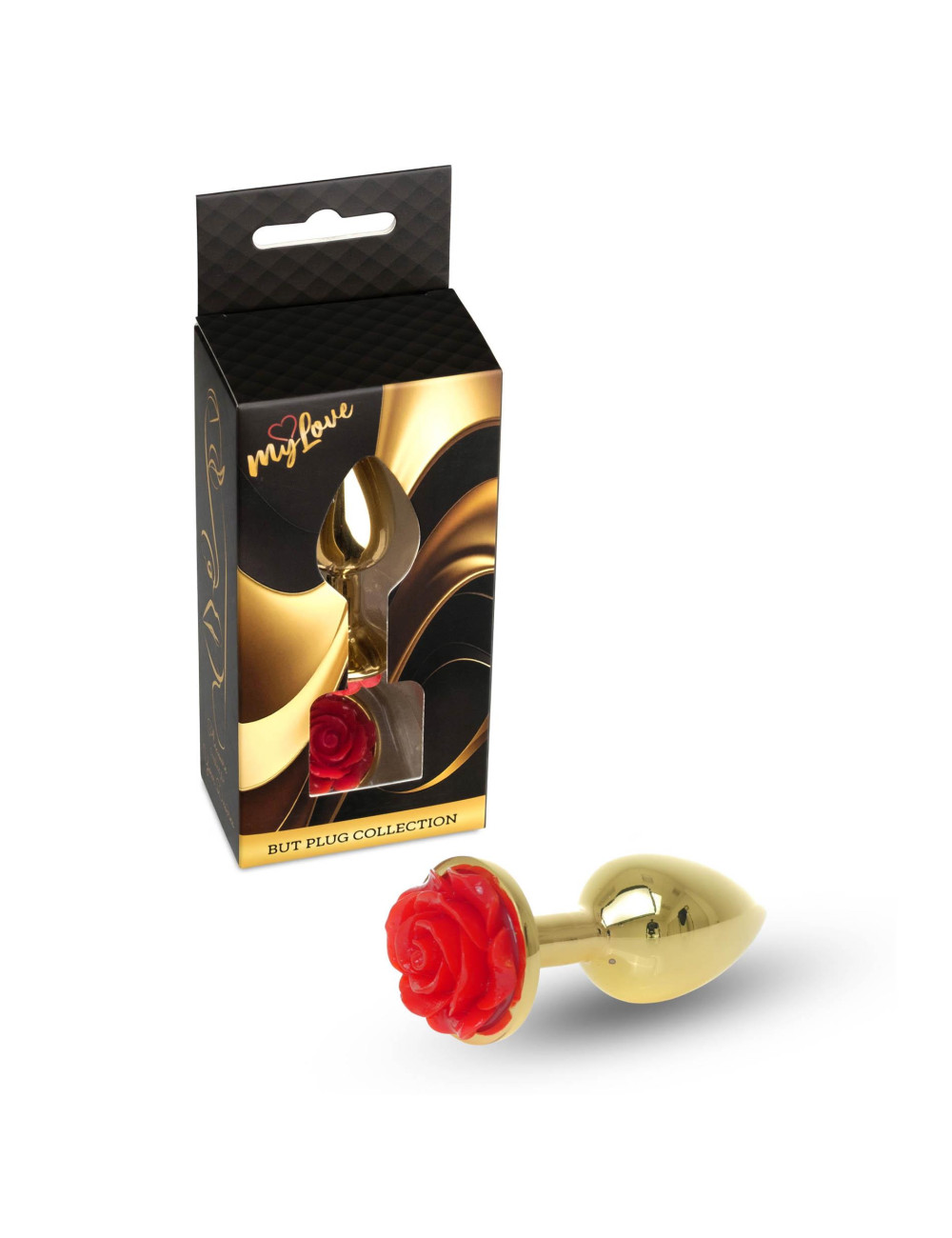 Korek analny MyLove Toys Jewellery Gold Rose z czerwonym kryształem
