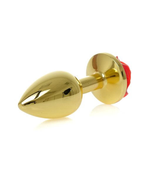 Korek analny MyLove Toys Jewellery Gold Rose z czerwonym kryształem