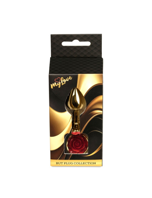Korek analny MyLove Toys Jewellery Gold Rose z czerwonym kryształem