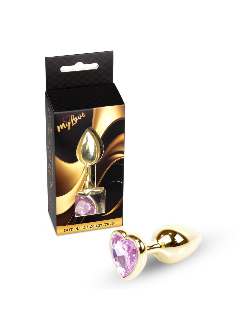 MyLove Jewellery Gold Heart - Złoty korek analny z kryształkiem serce