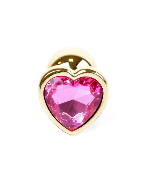MyLove Jewellery Gold Heart Plug - Różowy korek analny ze stali