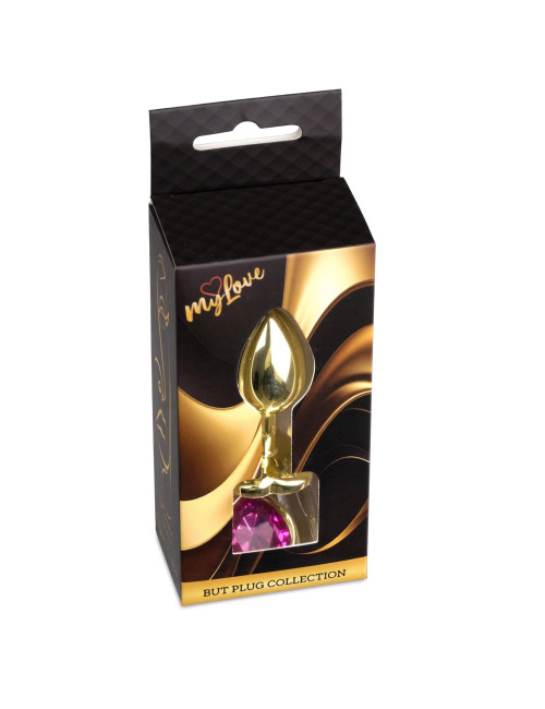 MyLove Jewellery Gold Heart Plug - Różowy korek analny ze stali