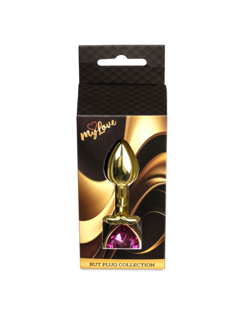 MyLove Jewellery Gold Heart Plug - Różowy korek analny ze stali