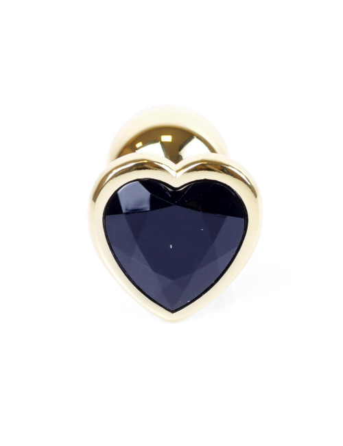 MyLove Jewellery Gold Heart Plug - Czarny korek analny ze stali