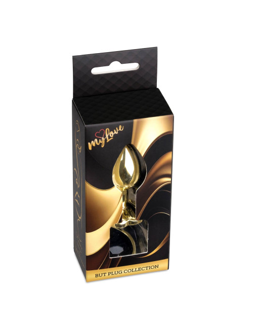 MyLove Jewellery Gold Heart Plug - Czarny korek analny ze stali