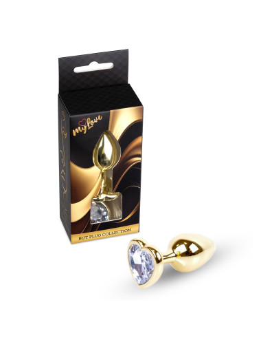MyLove Toys - Jewellery Gold  Heart PLUG- Clear