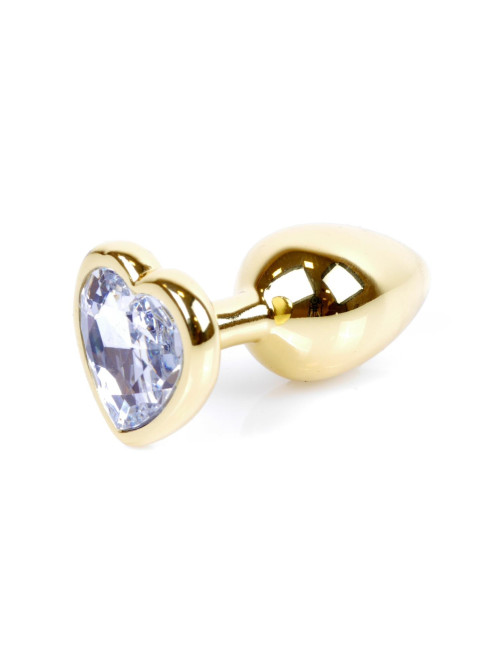 MyLove Jewellery Gold Heart Plug - Przezroczysty korek analny ze stali