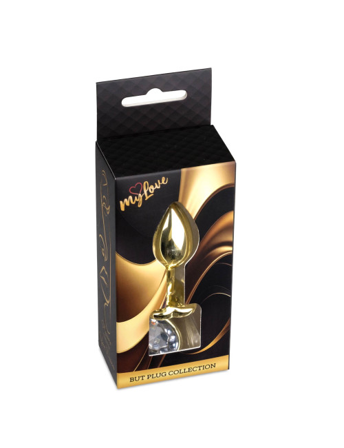 MyLove Jewellery Gold Heart Plug - Przezroczysty korek analny ze stali
