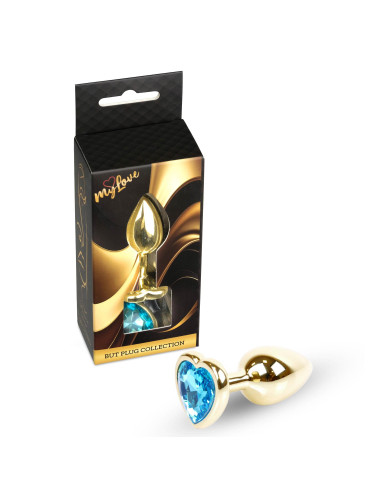MyLove Toys - Jewellery Gold  Heart PLUG- Light Blue