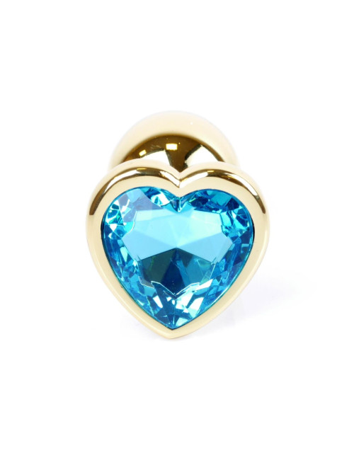 MyLove Jewellery Gold Heart Plug - Jasnoniebieski korek analny