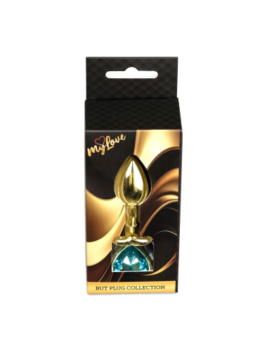 MyLove Toys - Jewellery Gold  Heart PLUG- Light Blue