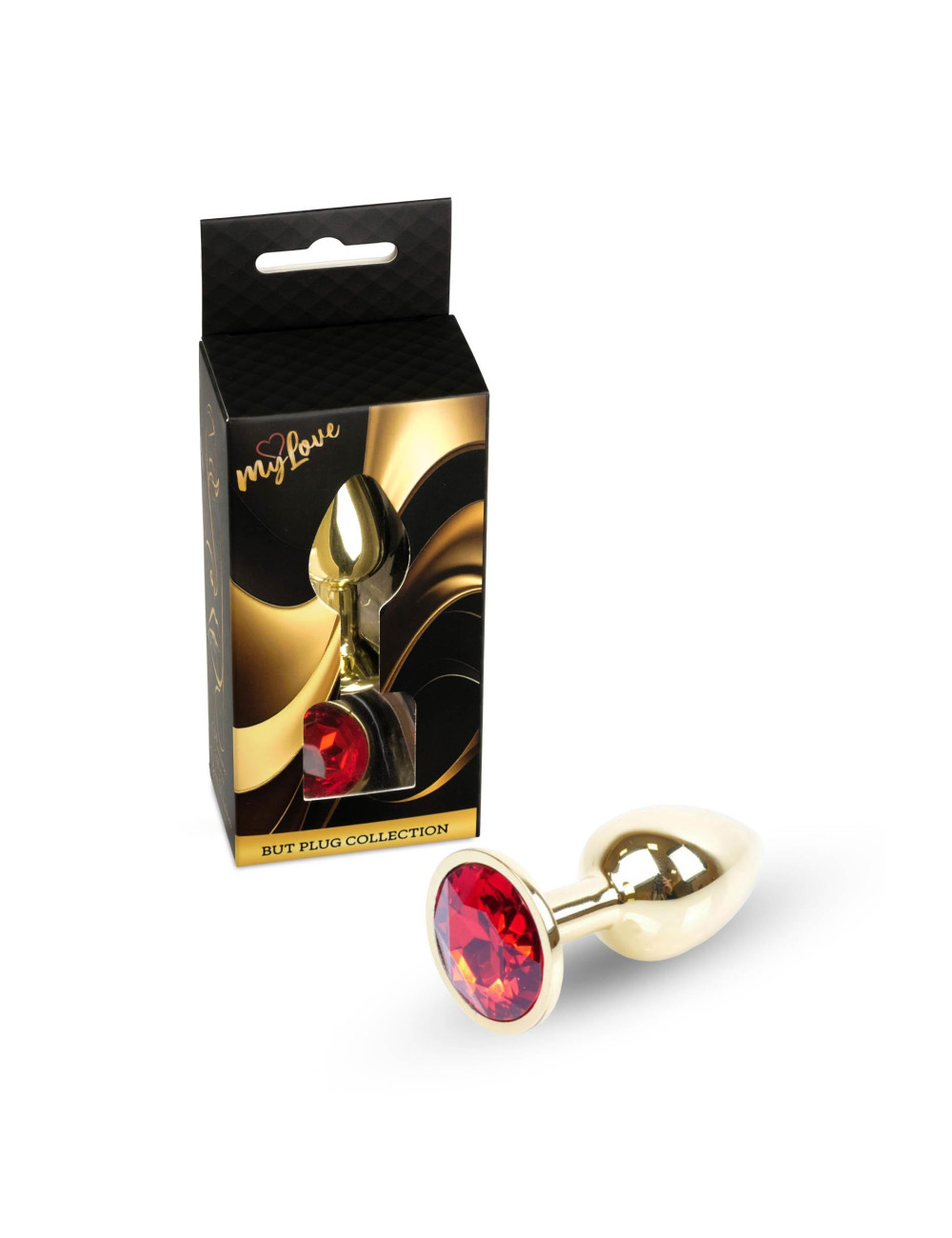 MyLove Toys Złoty Plug Analny z Czerwonym Kryształem Jewellery Gold Plug Red