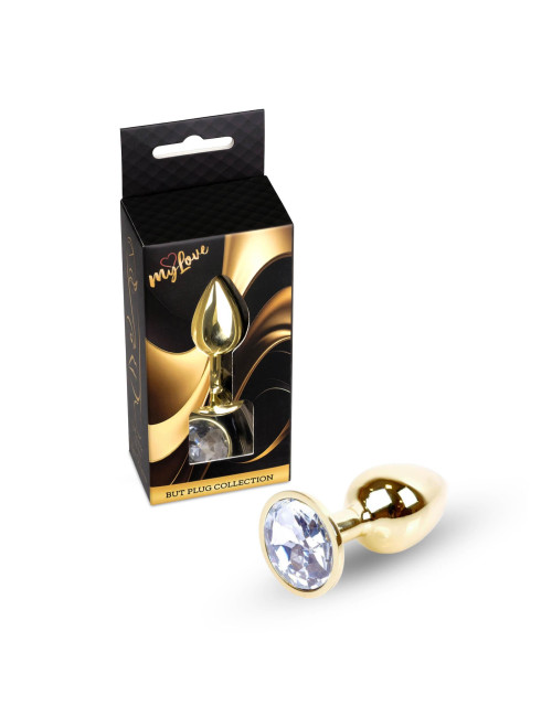 MyLove Toys Złoty Plug Analny z Przezroczystym Kryształem Jewellery Clear