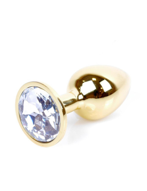 MyLove Toys Złoty Plug Analny z Przezroczystym Kryształem Jewellery Clear