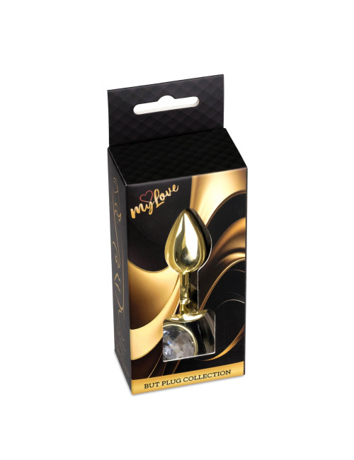 MyLove Toys Złoty Plug Analny z Przezroczystym Kryształem Jewellery Clear