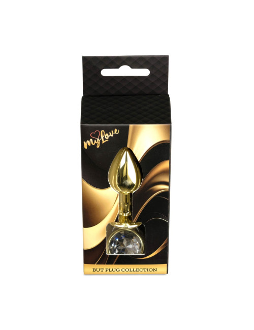 MyLove Toys Złoty Plug Analny z Przezroczystym Kryształem Jewellery Clear