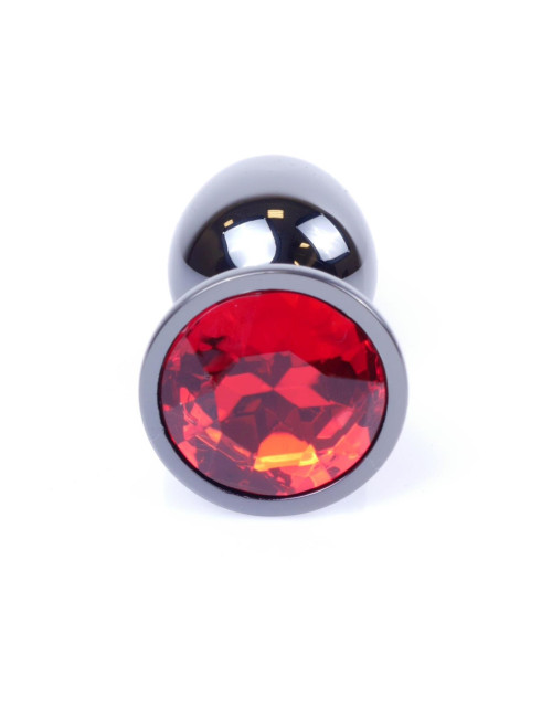 Plug analny MyLove Toys Jewellery Dark Silver - Czerwony kryształ
