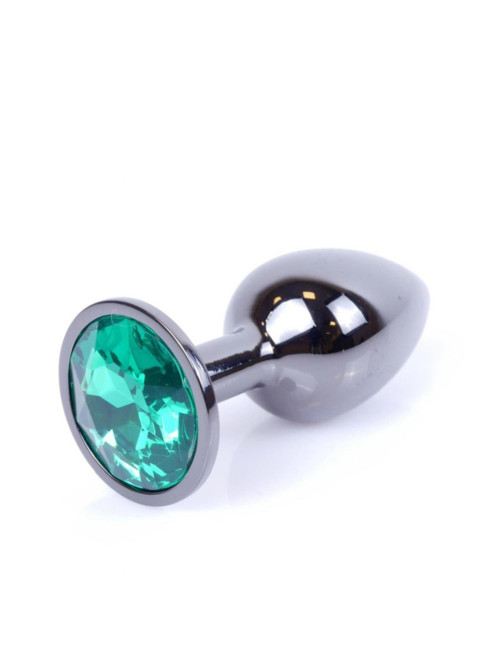Plug analny MyLove Toys Jewellery Dark Silver - Zielony kryształ