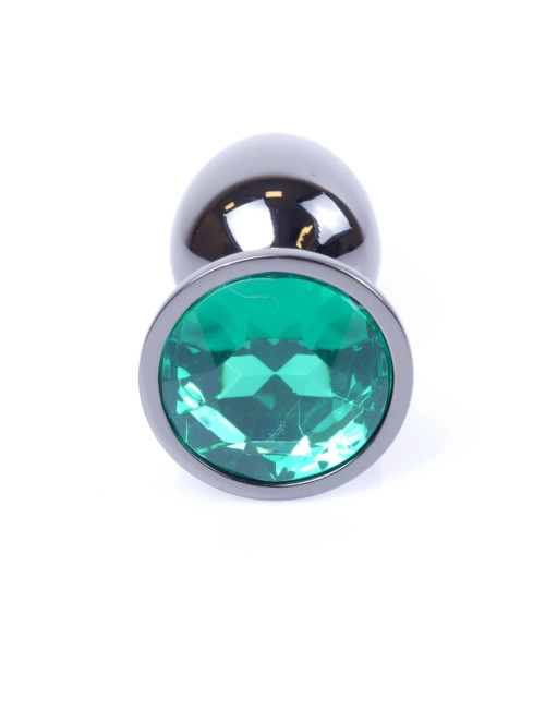 Plug analny MyLove Toys Jewellery Dark Silver - Zielony kryształ