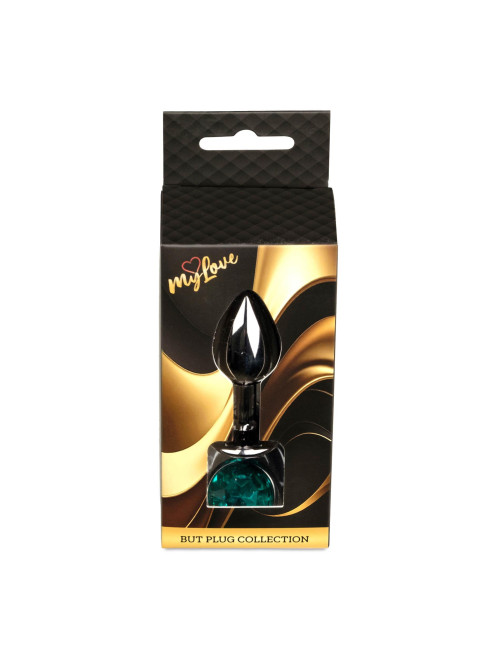 Plug analny MyLove Toys Jewellery Dark Silver - Zielony kryształ