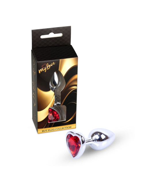 MyLove Toys - Jewellery Silver  Heart PLUG- Red