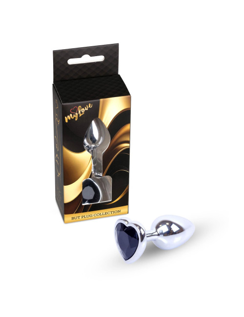 MyLove Toys - Jewellery Silver  Heart PLUG- Black