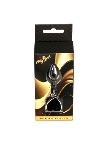MyLove Toys - Jewellery Silver  Heart PLUG- Black