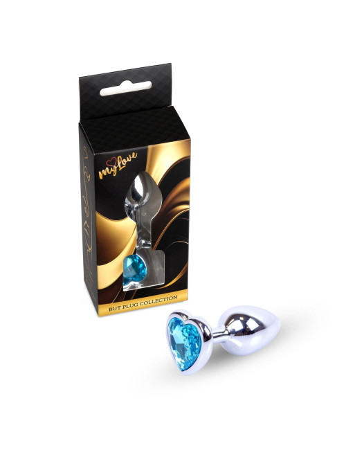 MyLove Toys - Jewellery Silver  Heart PLUG- Light Blue