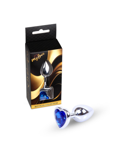 MyLove Toys - Jewellery Silver  Heart PLUG- Dark Blue