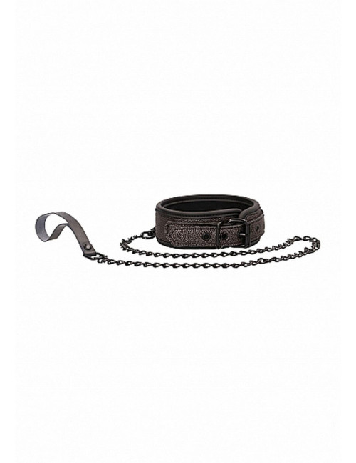 Ouch - Elegant Collar with Leash - Titanium Grey