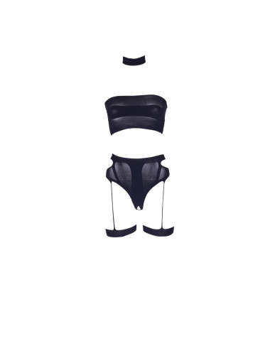 Ananke XII - Three Piece with Choker, Bandeau Top and Pantie with Garters - One Size