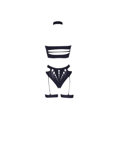 Ananke XII - Three Piece with Choker, Bandeau Top and Pantie with Garters - One Size