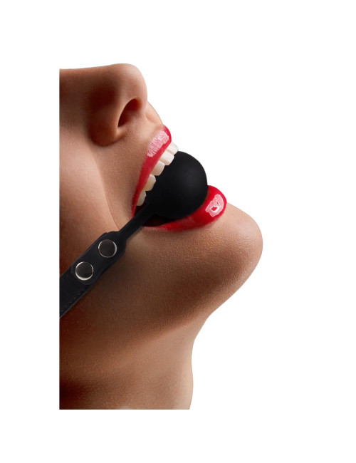 Knebel Silicone Ball Gag - Zabawki BDSM, Skórzany pasek, regulowany, one size fits all