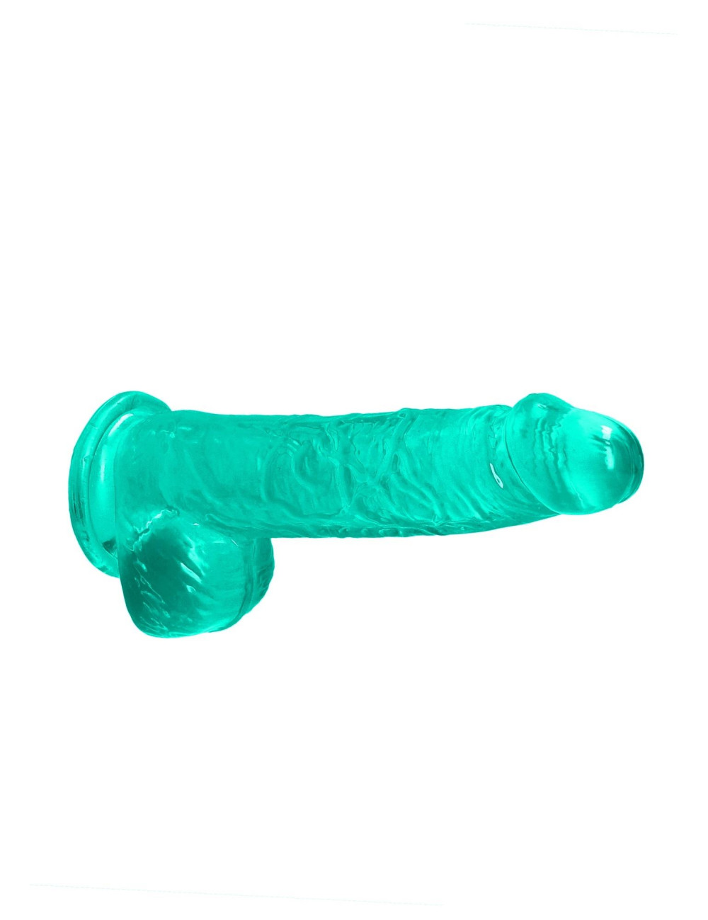 RealRock Turkusowy Dildo Żelowy z Kulkami i Przyssawką 17 cm