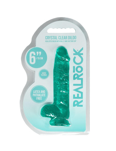 6 / 15 cm Realistic Dildo With Balls - Turquoise