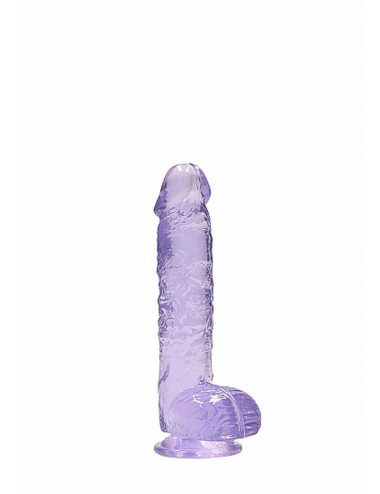 RealRock Fioletowy Dildo Żelowy z Jądrami i Przyssawką 17 cm