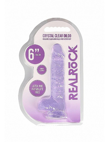 6 / 15 cm Realistic Dildo With Balls - Purple