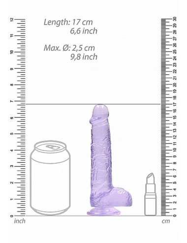 6 / 15 cm Realistic Dildo With Balls - Purple