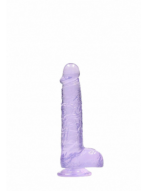 RealRock Fioletowy Dildo Żelowy z Jądrami i Przyssawką 17 cm