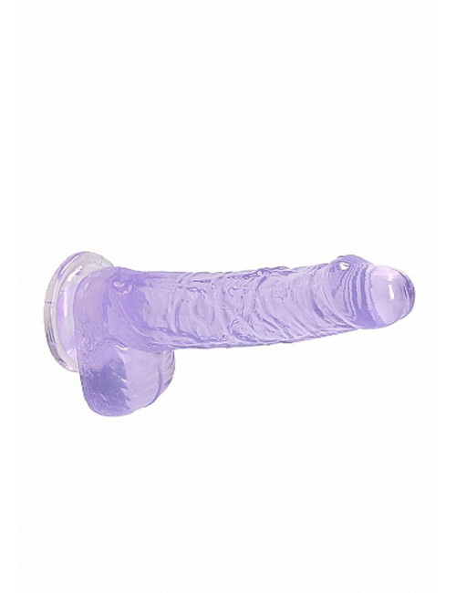 RealRock Fioletowy Dildo Żelowy z Jądrami i Przyssawką 17 cm