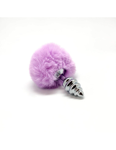 Metal Anal Fluffy Twist Plug S pink