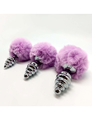 Metal Anal Fluffy Twist Plug S pink